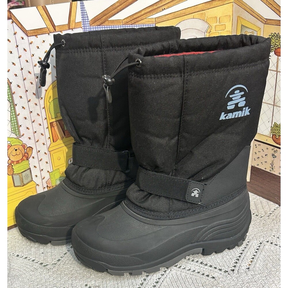 Kamik Rocket Kids Waterproof WinterSnow Boots Size 7 Youth Black Removable Liner